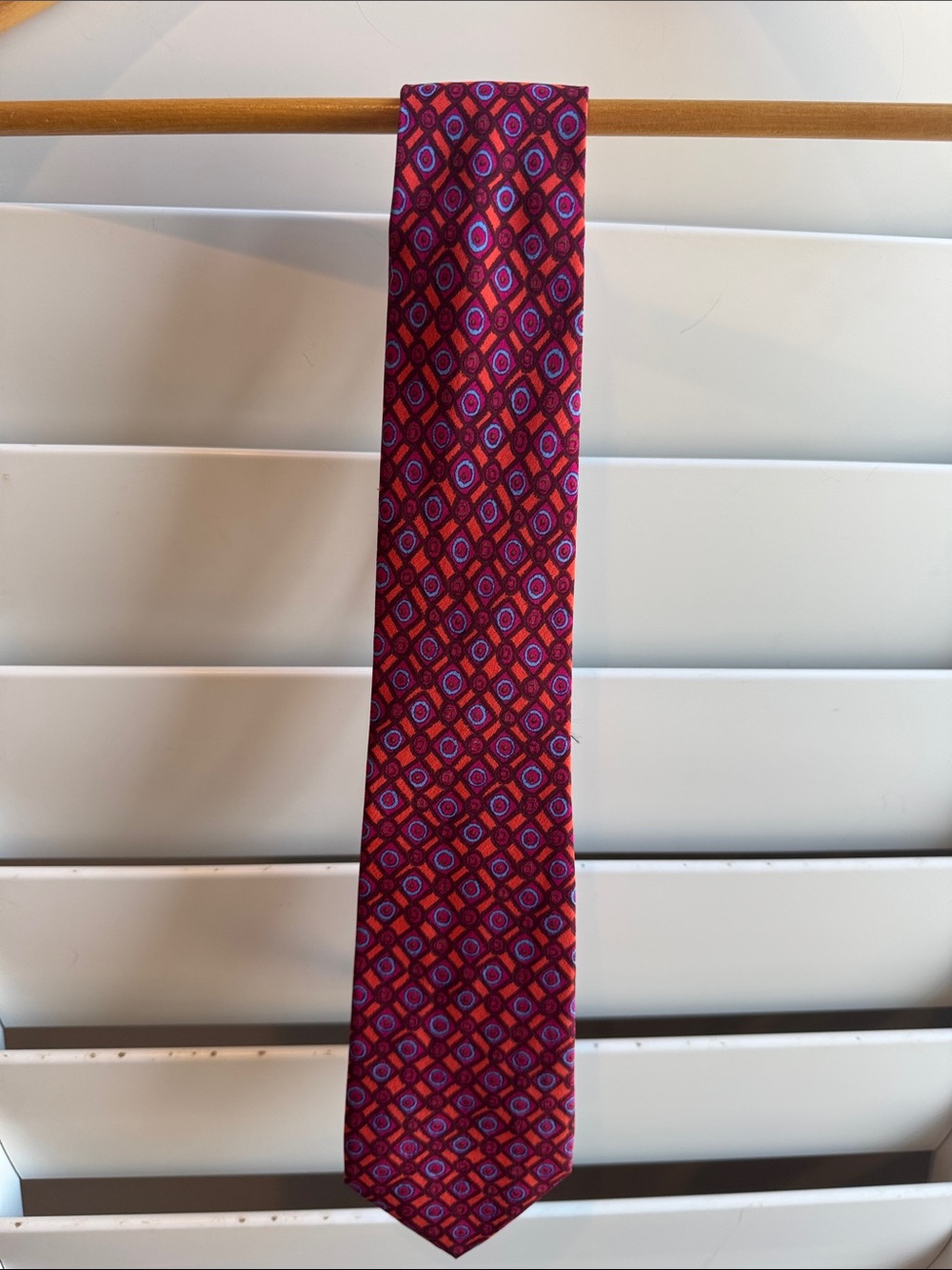 Gianfranco Ferre Red and Orange Geometric Silk Tie